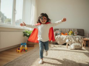 Lucid_Realism_A_joyful_young_bangladeshi_girl_dressed_as_a_sup_1